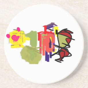 Parrot summer flowers coaster