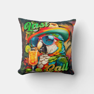 Parrot Sunset Last Call for Drinks Cushion