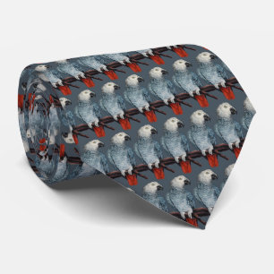 Parrot Tie African Grey Parrot Art Neckties