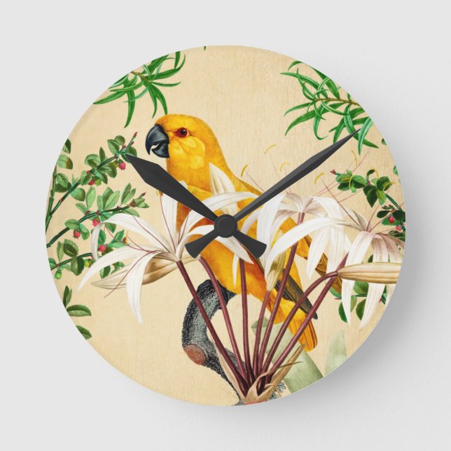 PARROT TROPICAL BIRD 9 ROUND CLOCK (Front)
