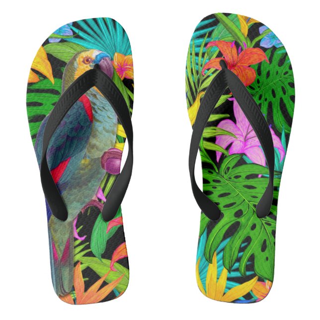 PARROT TROPICAL BIRD FLIP FLOPS (Footbed)