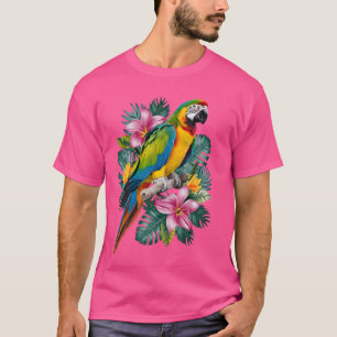 Parrot Tropical Bird Vacation Beach Vintage Flower T-Shirt