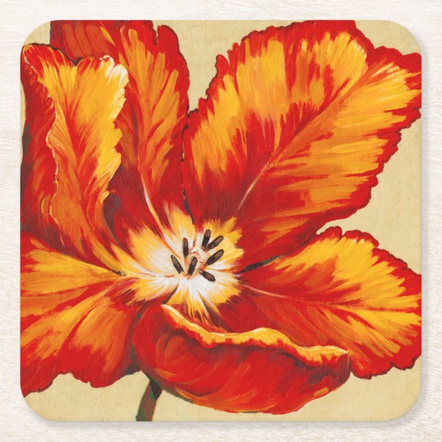 Parrot Tulip I Square Paper Coaster (Front)