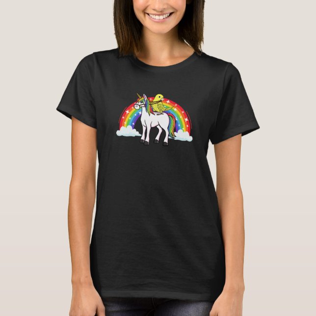 Parrot Unicorn Rainbow I Yellow Parrotlet Premium T-Shirt (Front)