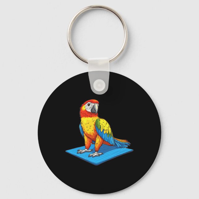 Parrot Using A Yoga Mat  Key Ring (Front)