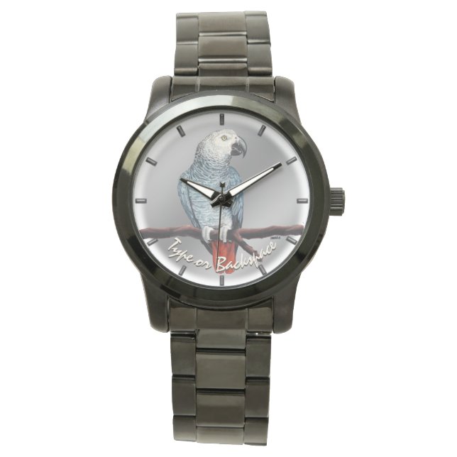 Parrot Watch African Grey Wristwatch Personalised (Front)
