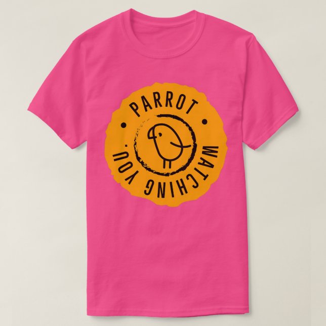 Parrot Watching You on Yellow Quote Funny Message  T-Shirt (Design Front)