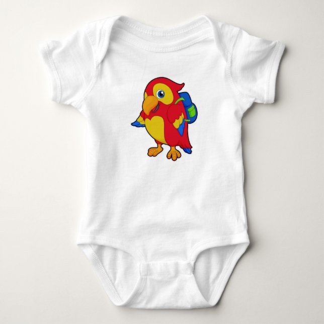 Parrot with Backpack Baby Bodysuit (Front)