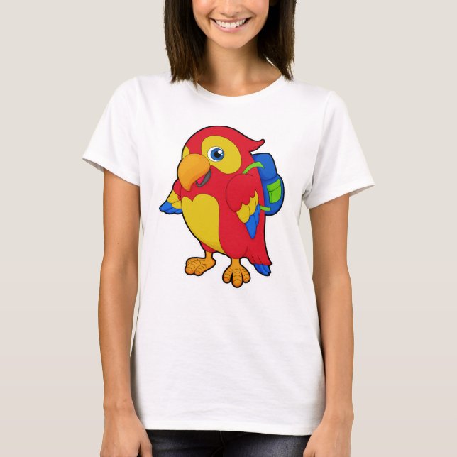 Parrot with Backpack T-Shirt (Front)