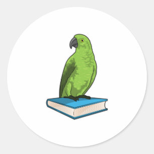 Parrot with Book Classic Round Sticker