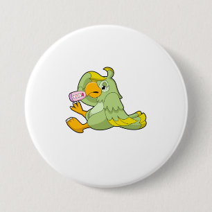 Parrot with Clinical thermometer 7.5 Cm Round Badge