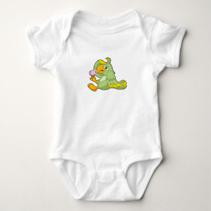 Parrot with Clinical thermometer Baby Bodysuit