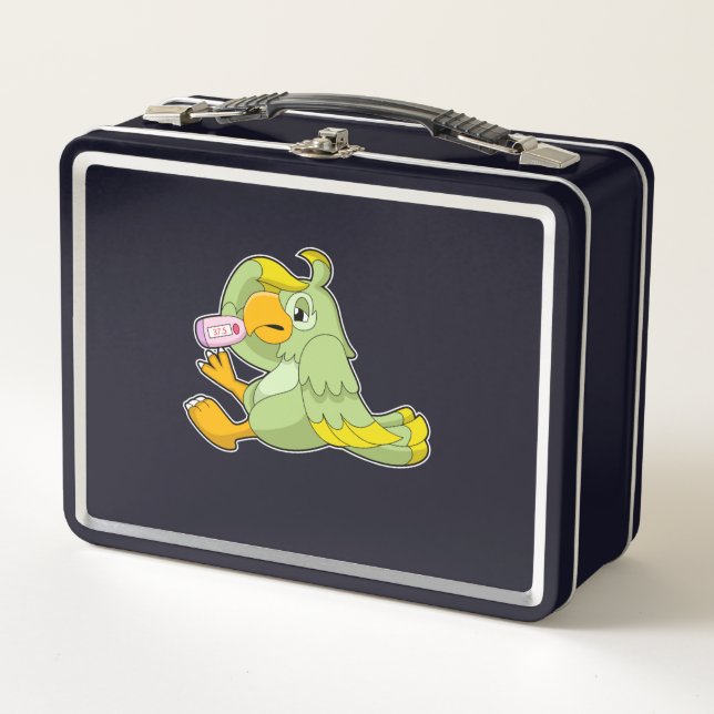 Parrot with Clinical thermometer Metal Lunch Box (Front)