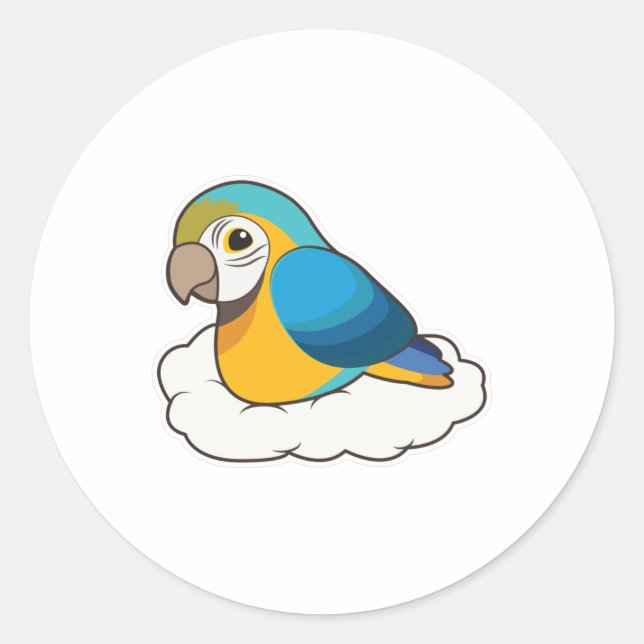 Parrot with Cloud Classic Round Sticker (Front)