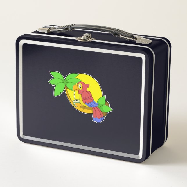 Parrot with Coconut Metal Lunch Box (Front)