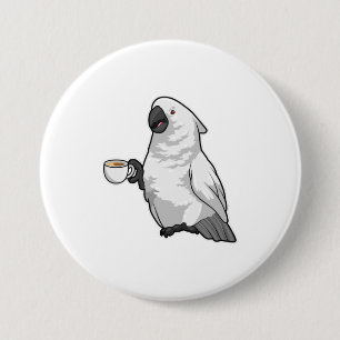 Parrot with Cup of Coffee 7.5 Cm Round Badge