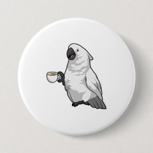 Parrot with Cup of Coffee 7.5 Cm Round Badge