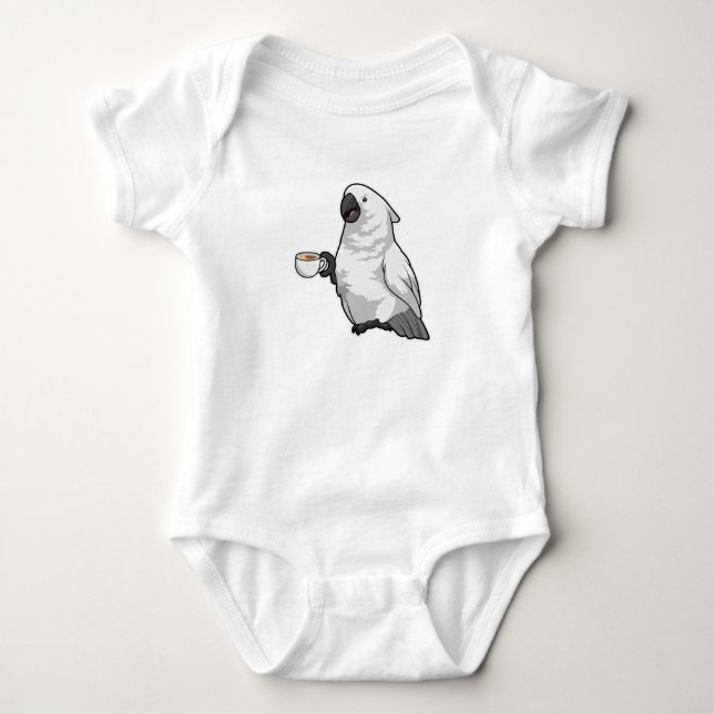 Parrot with Cup of Coffee Baby Bodysuit (Front)
