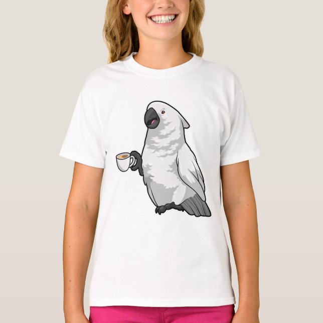 Parrot with Cup of Coffee T-Shirt (Front)