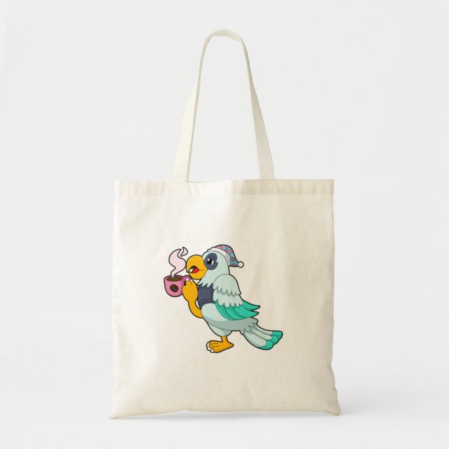 Parrot with Cup of Coffee Tote Bag (Front)