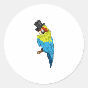 Parrot with Cylinder Classic Round Sticker
