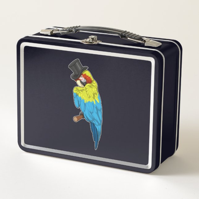 Parrot with Cylinder Metal Lunch Box (Front)