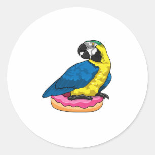Parrot with Doughnut Classic Round Sticker