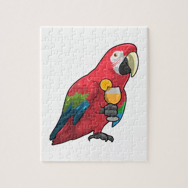Parrot with Glass of Orange juice Jigsaw Puzzle (Vertical)