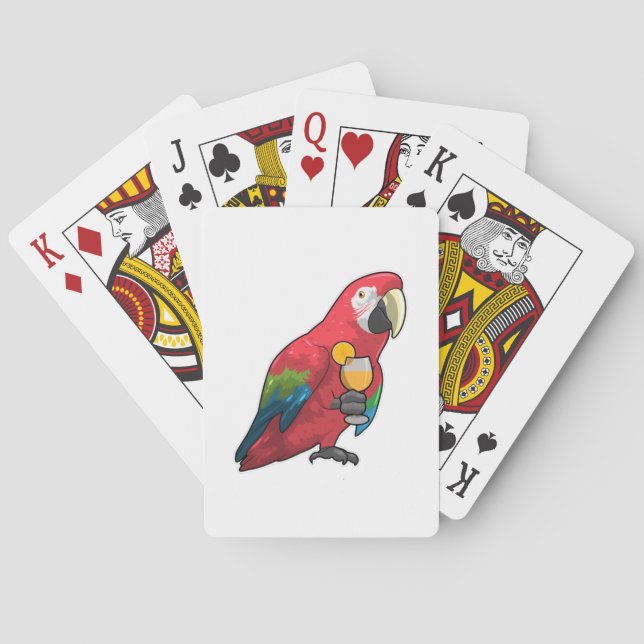 Parrot with Glass of Orange juice Playing Cards (Back)