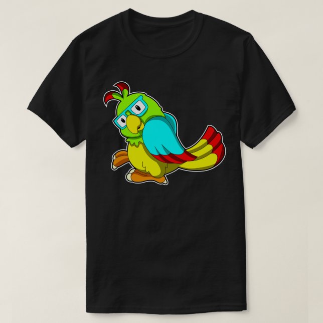 Parrot with Glasses T-Shirt (Design Front)