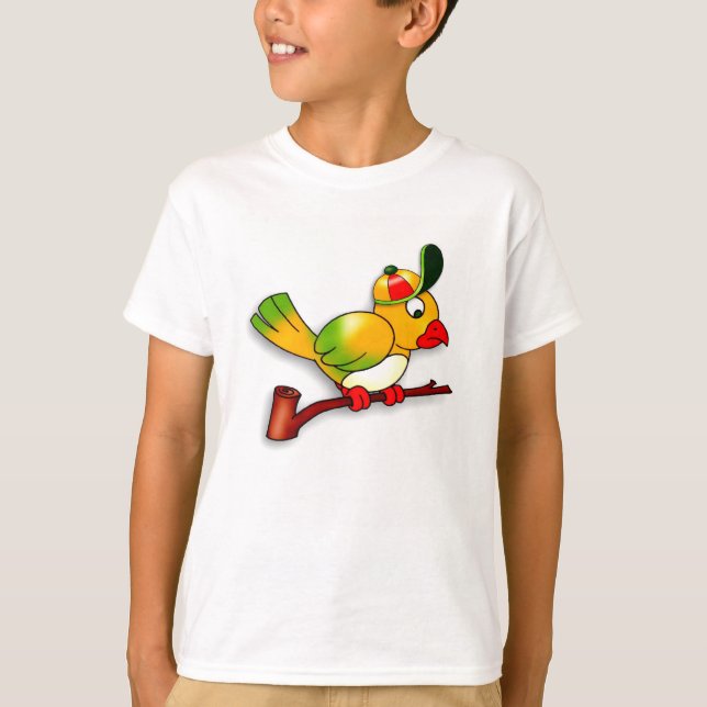 Parrot with Hat On T-Shirt (Front)