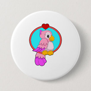 Parrot with Heart 7.5 Cm Round Badge