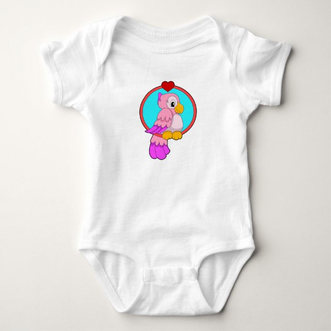 Parrot with Heart Baby Bodysuit (Front)