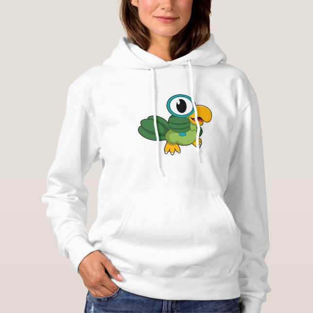 Parrot with Magnifying glass Hoodie (Front)