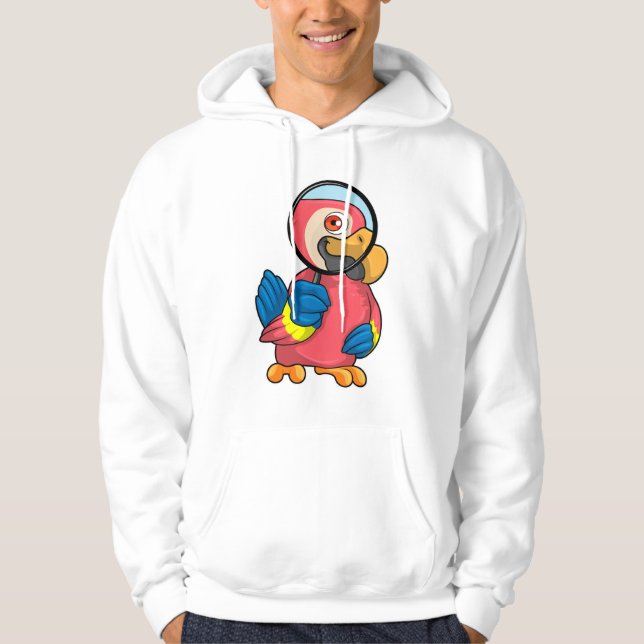 Parrot with Magnifying glass Hoodie (Front)