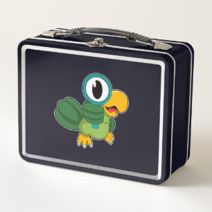 Parrot with Magnifying glass Metal Lunch Box