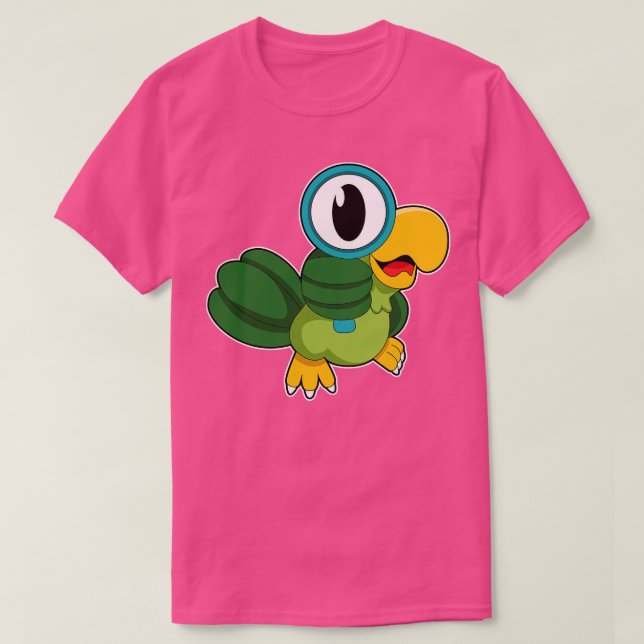 Parrot with Magnifying glass T-Shirt (Design Front)