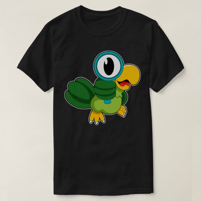 Parrot with Magnifying glass T-Shirt (Design Front)