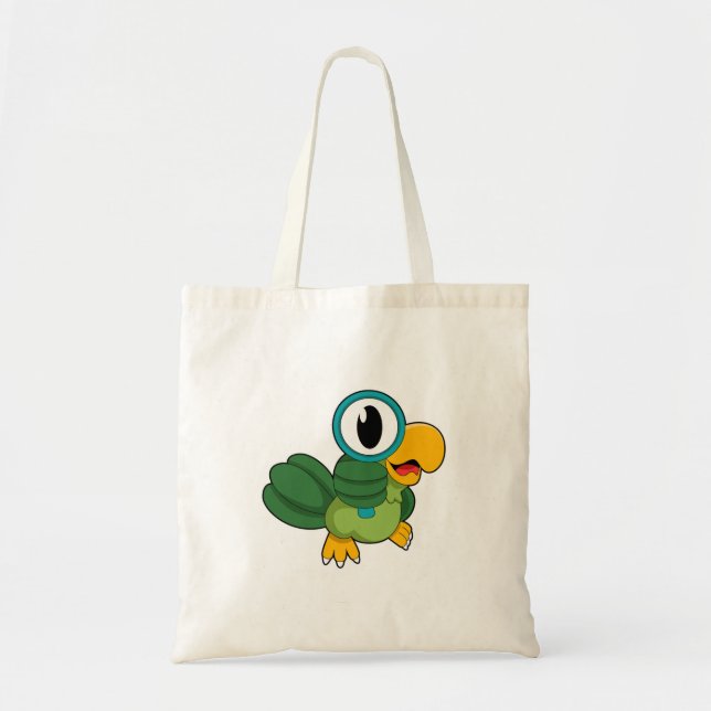 Parrot with Magnifying glass Tote Bag (Front)