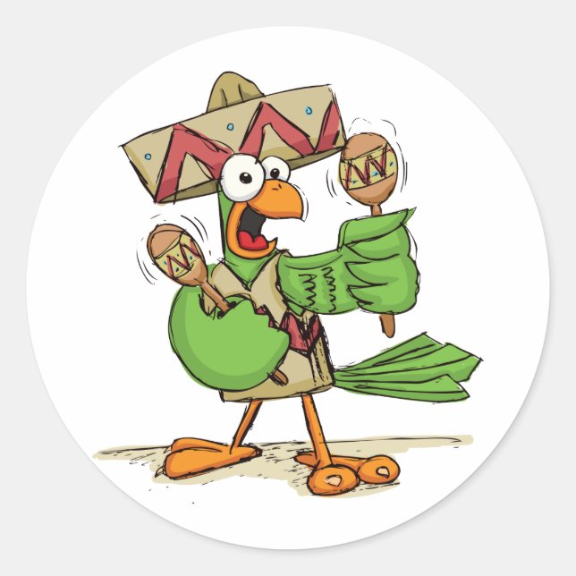 Parrot with Maracas Classic Round Sticker (Front)