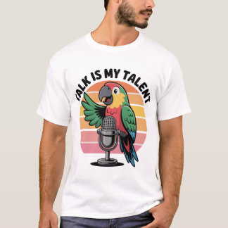 Parrot with Microphone Design T-Shirt