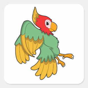 Parrot with red Head Square Sticker