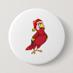 Parrot with Santa hat 7.5 Cm Round Badge