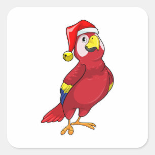 Parrot with Santa hat Square Sticker
