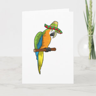 Parrot with Straw hat Card