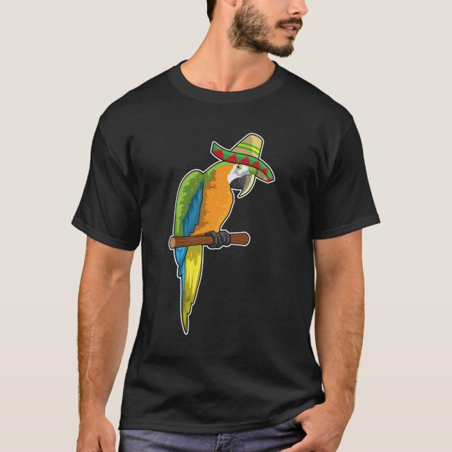 Parrot with Straw hat T-Shirt (Front)