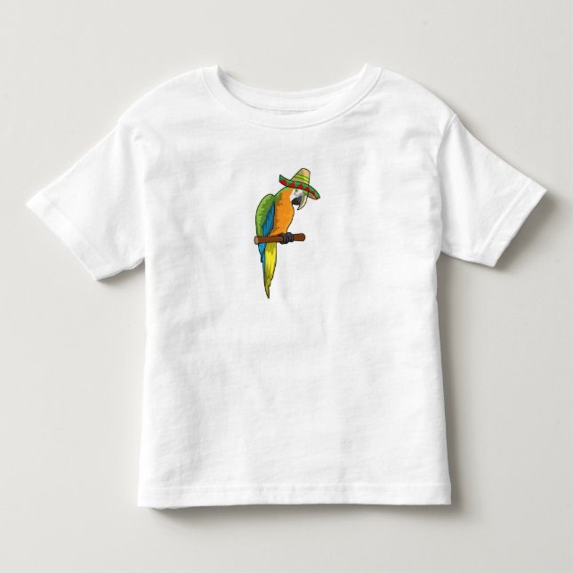 Parrot with Straw hat Toddler T-Shirt (Front)