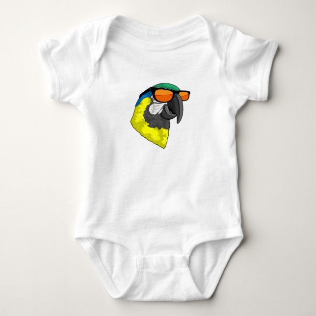 Parrot with Sunglasses Baby Bodysuit (Front)