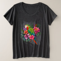 Parrot with Tropical Flowers - Embrace Nature