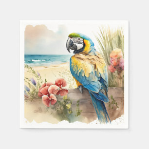 Parrot with Tropical Flowers Napkin